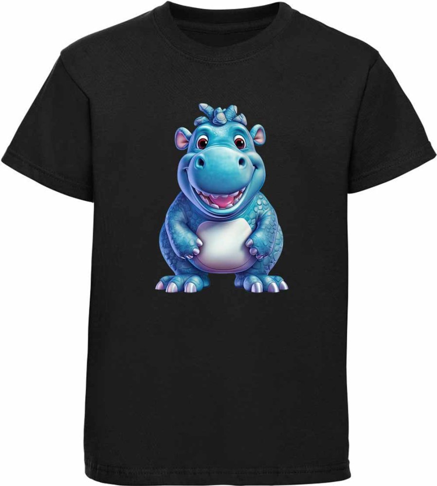 Bedrucktes Kinder T-Shirt Baby Hippo Nilpferd